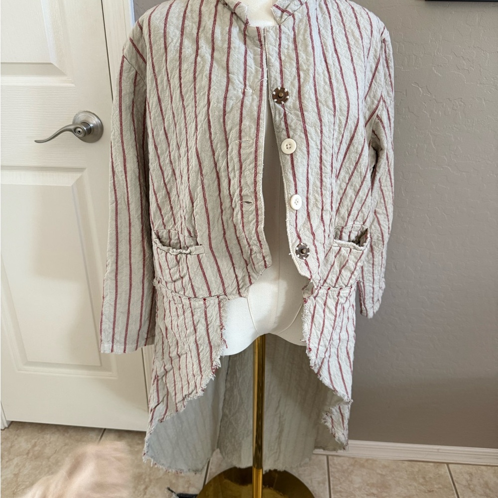 Magnolia Pearl Striped High Low Button-Up Jacket Size M New W/ Tags!